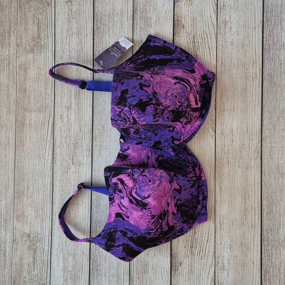 Cacique by Lane Bryant Microfiber Scoop Balconette Bra | Marble Purple | 40J - Picture 2 of 9